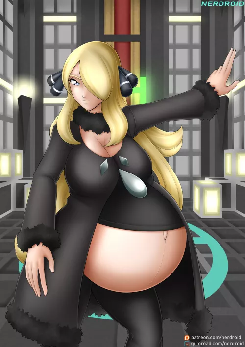 Cynthia pregnant - Commission - Pokemon Brillaint Diamond & Shining Pearl - Art by me(NerDroid) by Ner-Droid