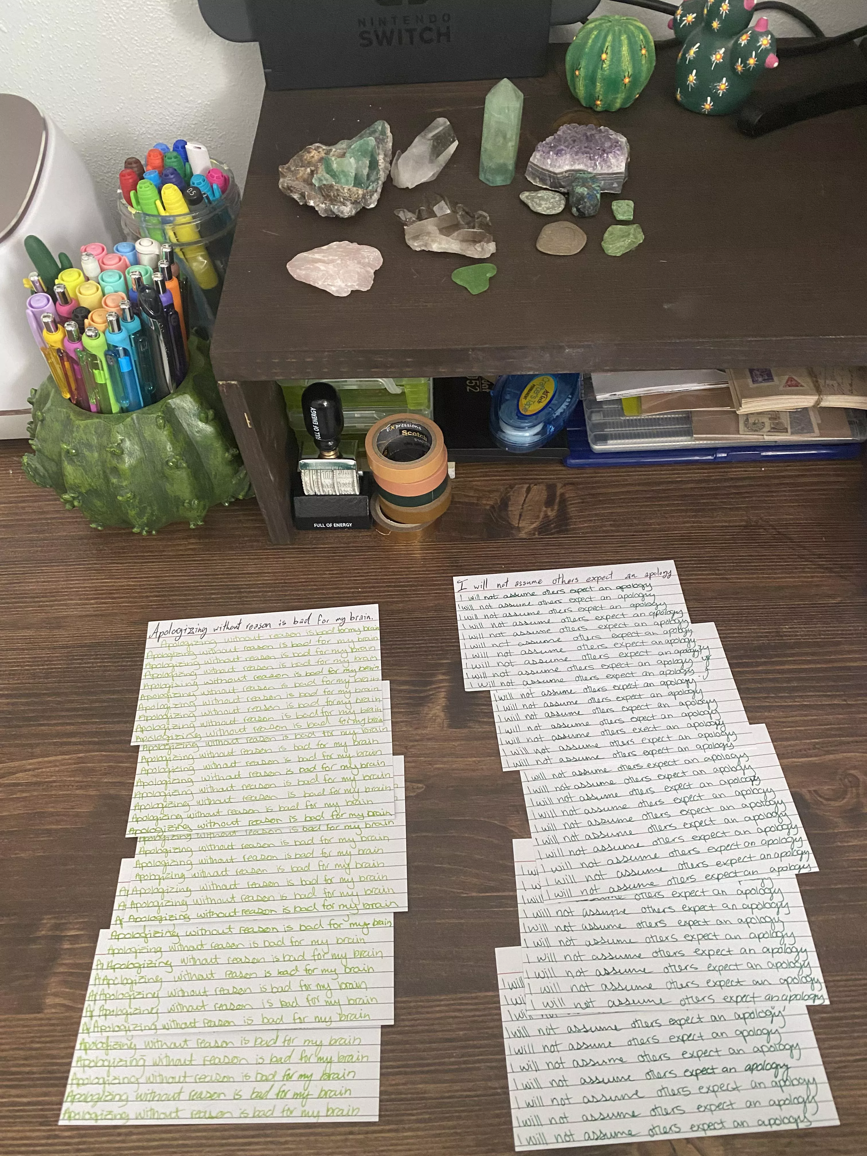 Daddy made me write 100 lines! And I wasn’t allowed to do arts and crafts until I finished ‘em! ( ; ω ; ) posted by peachiekit