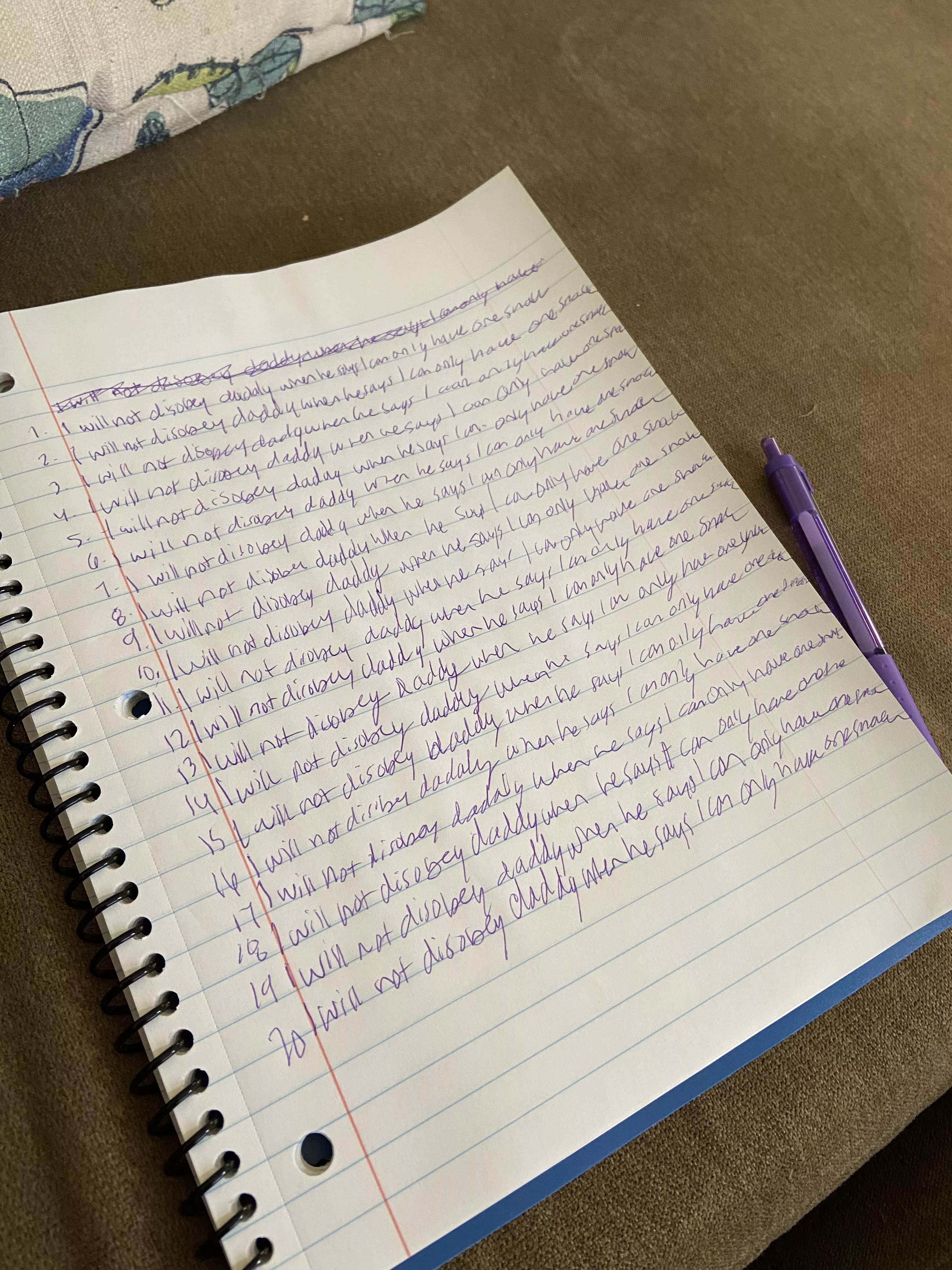 Daddy made me write this out and post it as a punishment… posted by StrawbabyKitten