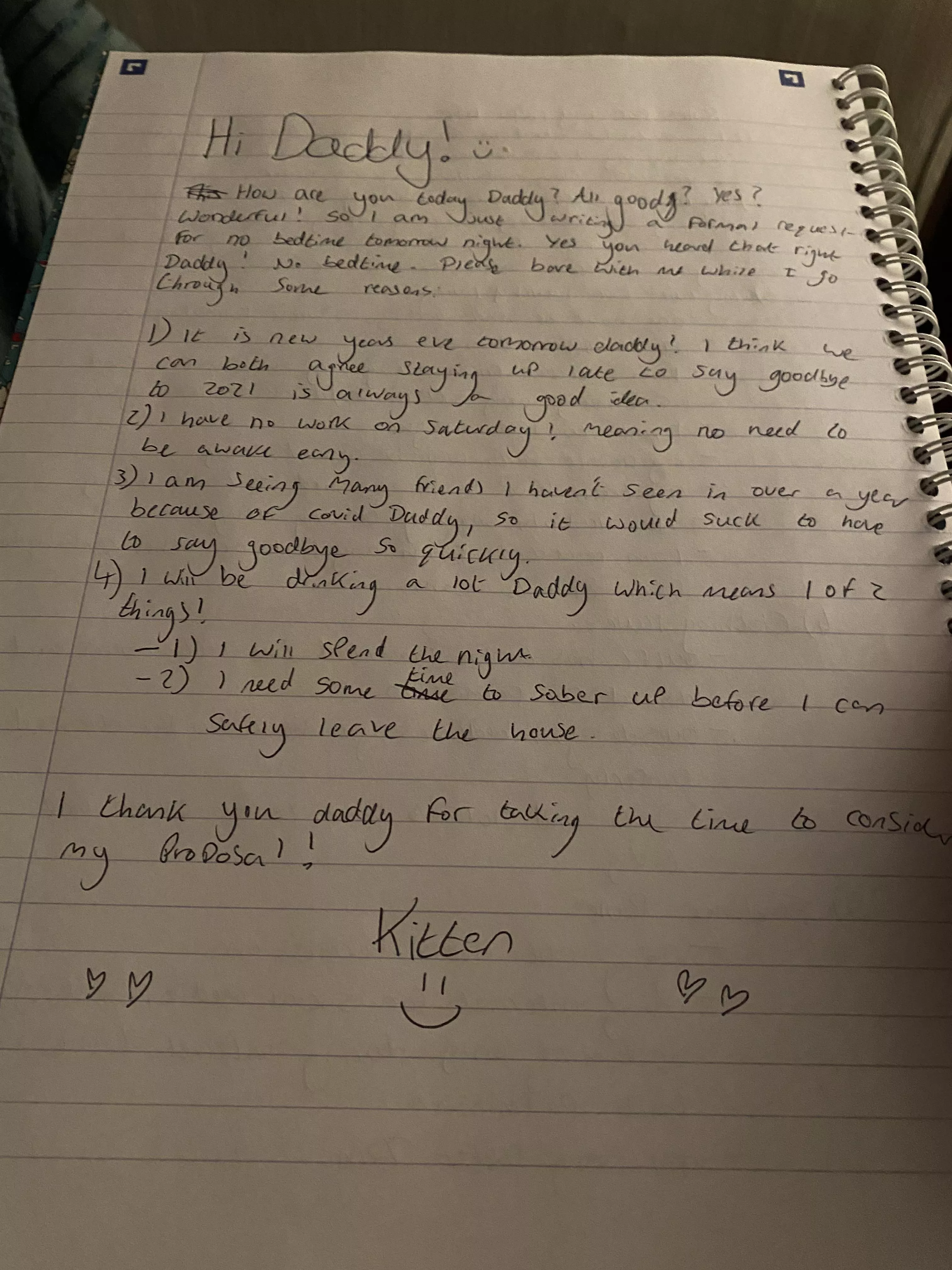 Daddy should totally listen to my request and forgo bedtime shouldn’t he? posted by RosiePosie998