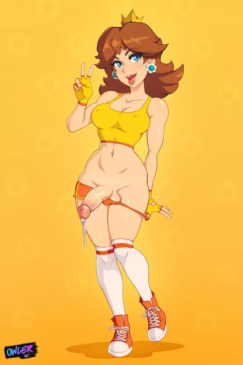 Daisy Peeling Off Her Shorts (Owler) [Mario] by sequence_string