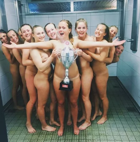 Danish Handball Team celebrating naked in the shower by SrGatoide