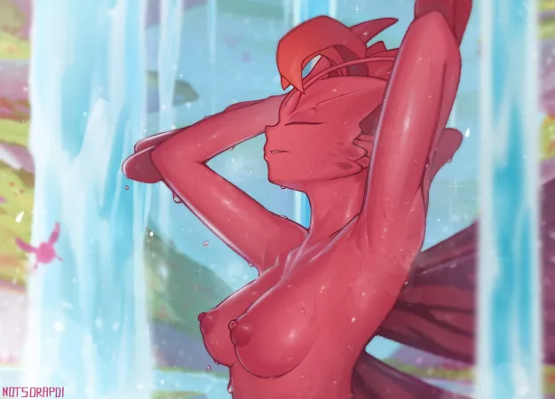 Dark Willow enjoying her time under a waterfall [Sorapoi] by deafan