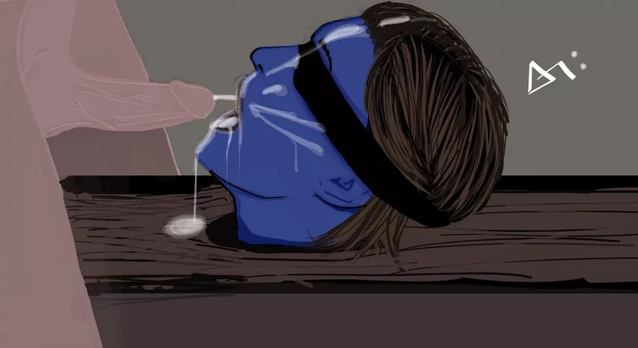 (DarkArtist) Hope you all enjoy this quick sketch - Chiss choking on cum. by Dark_Artist_for_hire