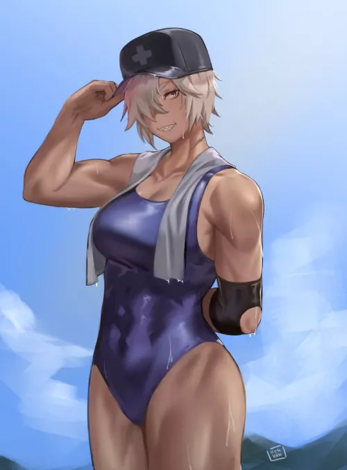 Dark-Skinned Lifeguard [Original] by Amaterasuu69