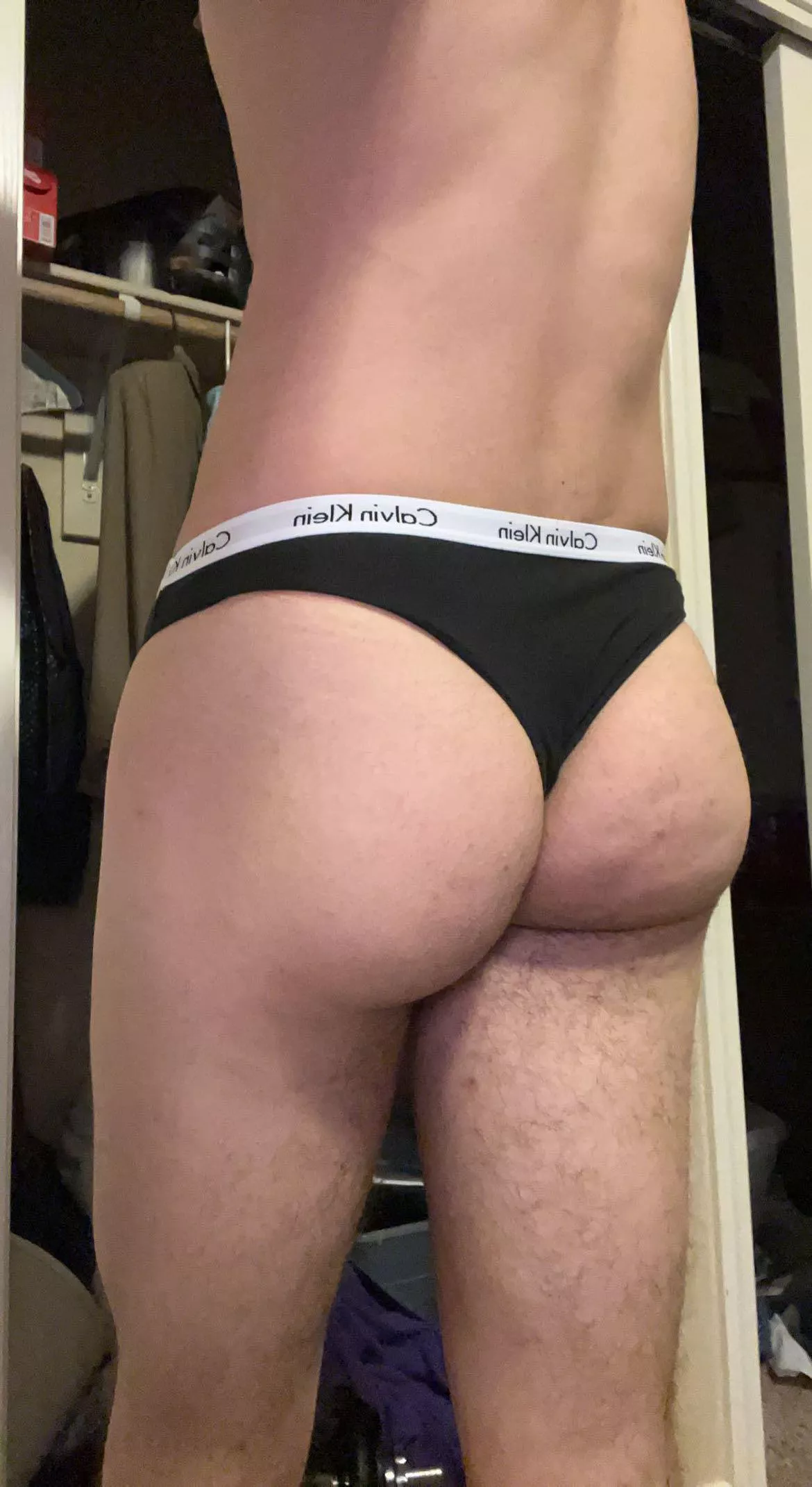 Day 3 of wearing different panties every day😘 turned my Calvin Klein bikini backwards and made it into a thong posted by calvinthongboy