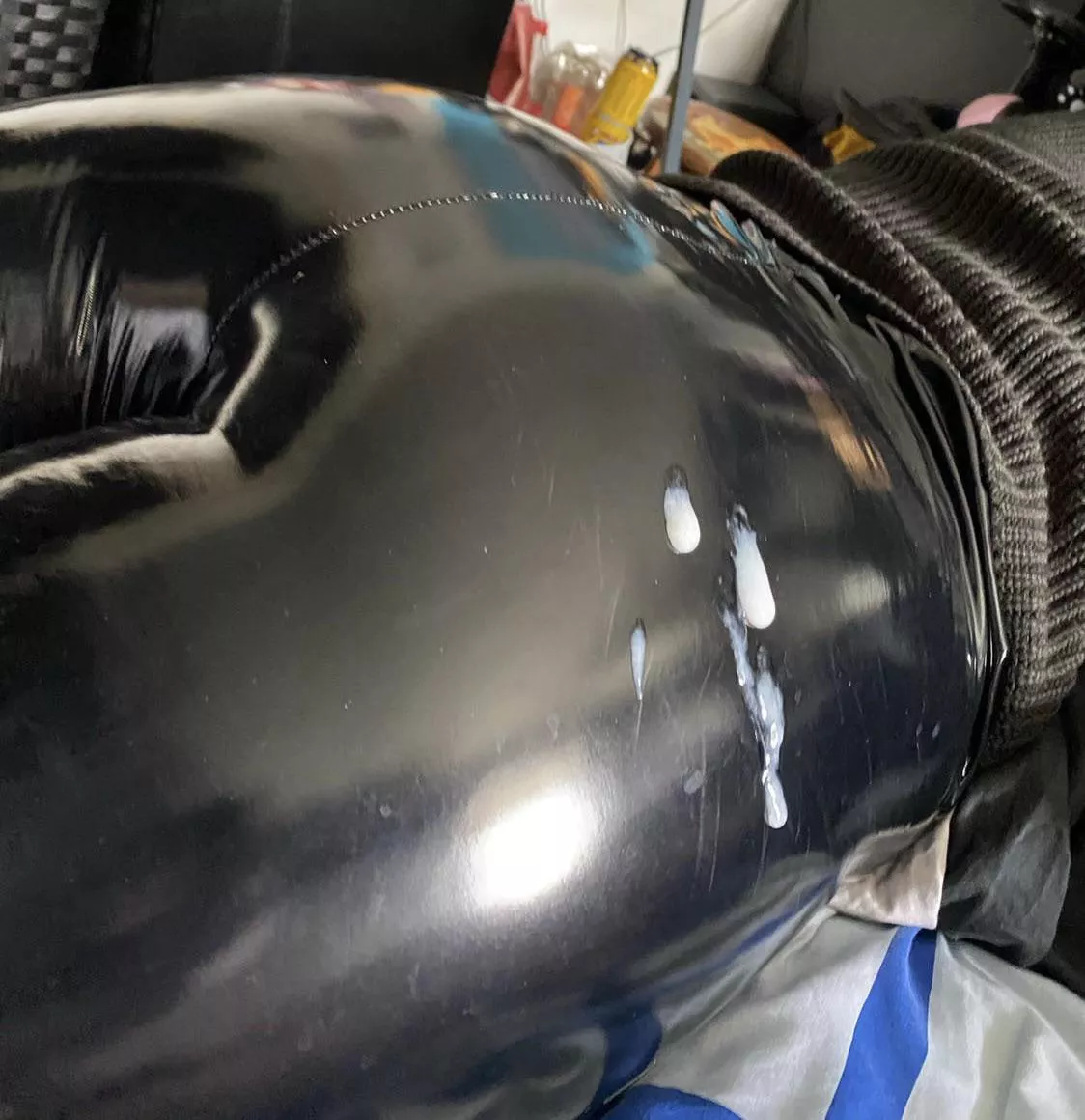 Decided to let my cuck cum on my pvc leggings... what a pathetic load😒 posted by Holli-Lestrange