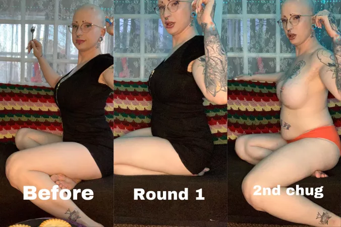 Dedicated a nice big stuffing and chuggin session to my boyfriend c: by MorgieMogronn