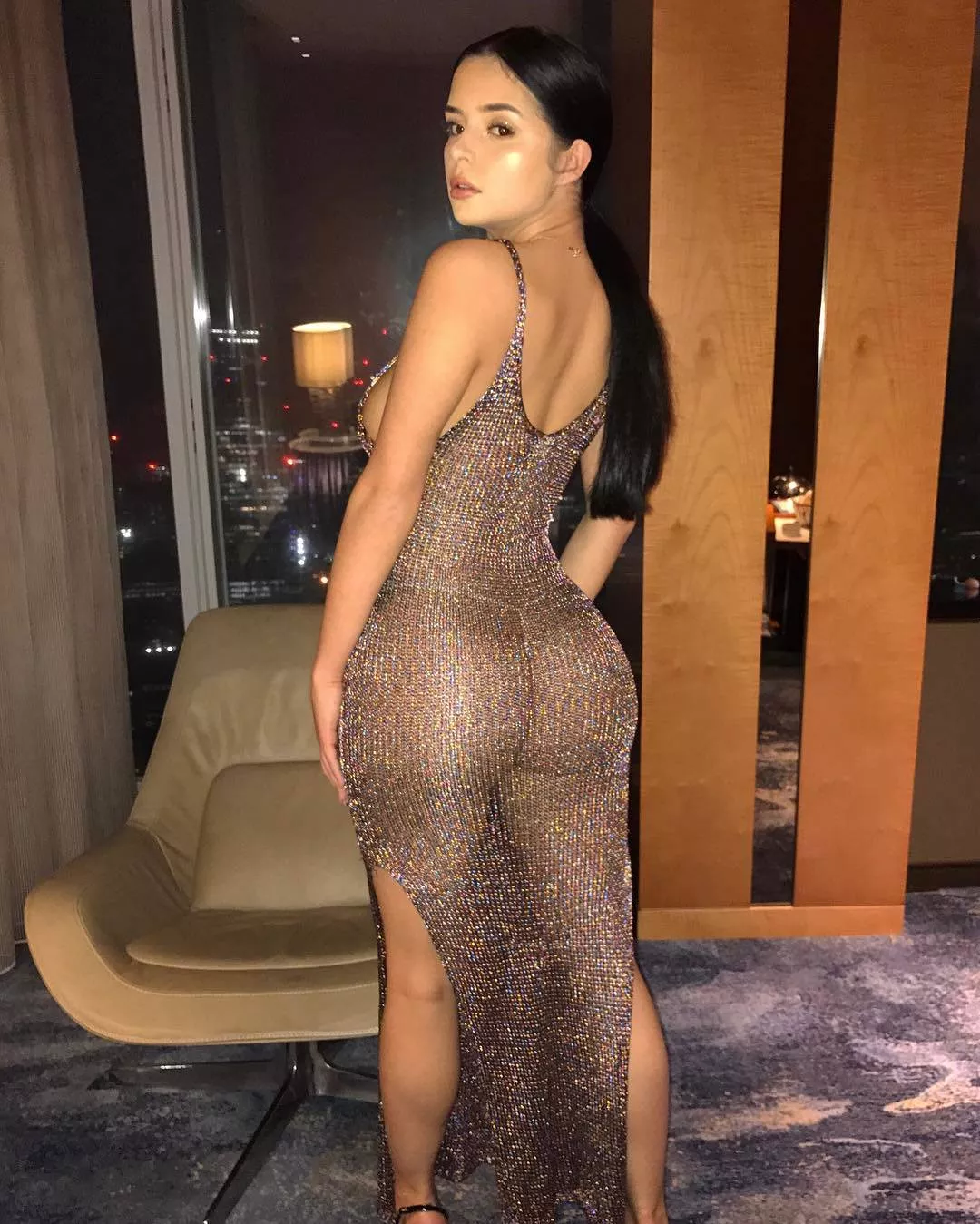 Demi Rose showing off her ass in metallic dress posted by WhoredrobeMod