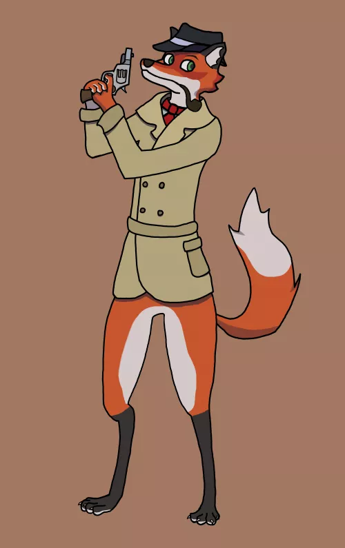 Detective fox is on the case, and always at your service. (art by me) by commenting-wolf