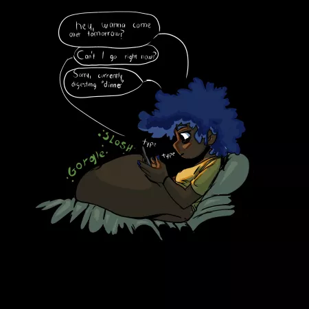 Digesting at night (Oc: Tired Capybara, Oral Vore) by Tired_Capybara