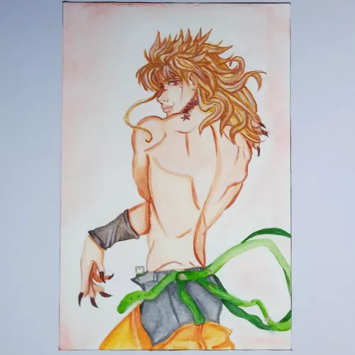 DIO ( jojos bizarre adventure) softcore painting I made for a friend. Look at those muscles~ by bellusinlove