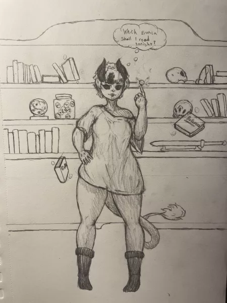 Dione picking a book, OC by Unironic-WEEB_12
