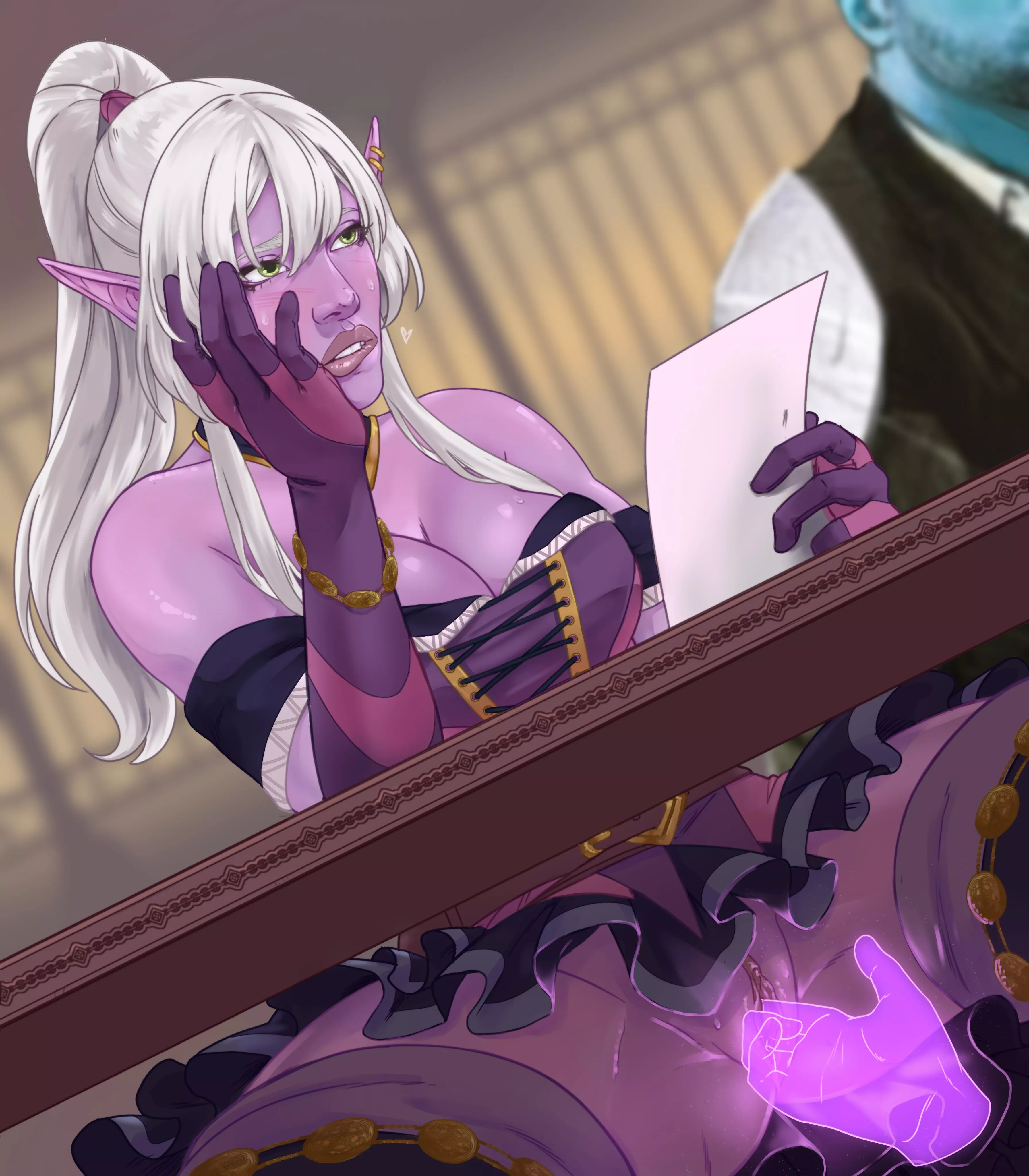 Distracted Drow in an important meeting (SaltSimulacrum) posted by Feminist_Tiefling