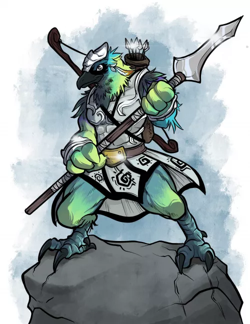 DnD character, Aaracokra fighter, but Rito design from Legend of Zelda. by Dulcimer85