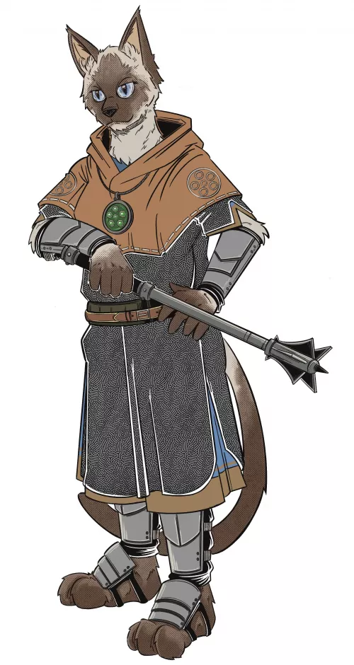 DnD Character Commission - Siamese Tabaxi Paladin - Art by Brenton Barnes by BrentonBear