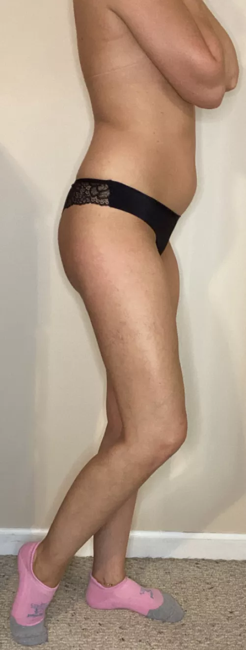 Do I look cute in my little pink socks? by gemmastark69