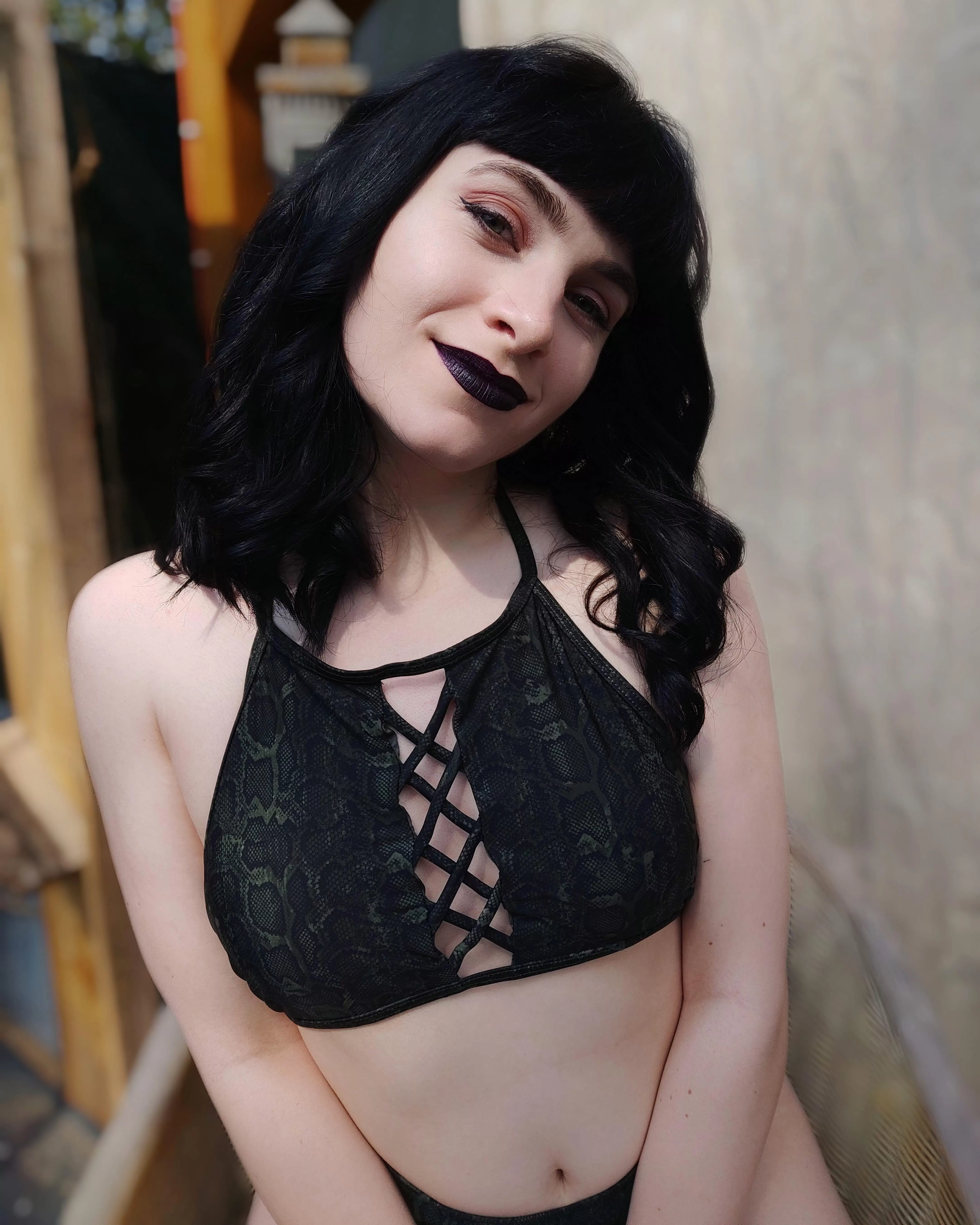 do you like my sneeakkysnake bikini? 🐍 really hope no hot slytherin boy chains me up in their chamber 🐍 posted by aprilx666