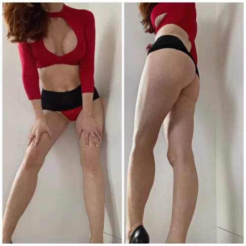 Do you prefer front or back of my new Secretary outfit 😉? by redheadfoxxy