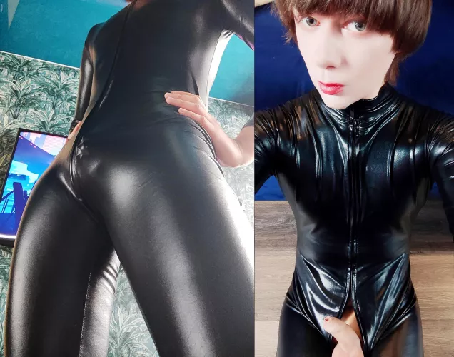 Do you see my micro size chastity, under this sexy suit?🔐🖤 by Sasha_Foxyq