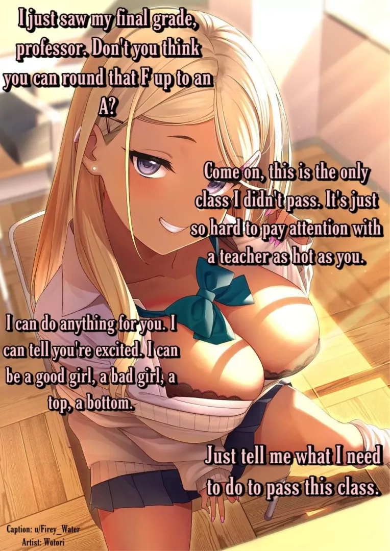 Doing whatever she can to pass. [Student] [Femsub] posted by Firey_Water