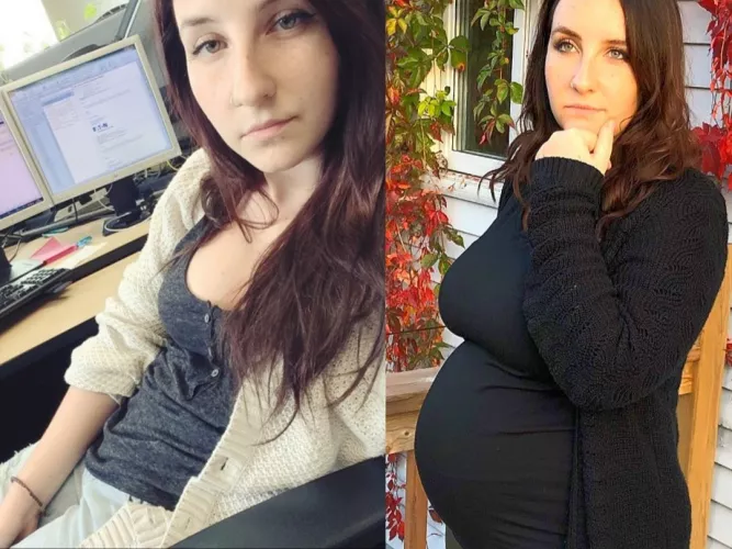 Dominique's pregnancy: from no tits, to big tits by SaggyLover94