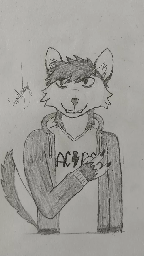 Don't ask with animal is he, even I don't know... But he likes AC/DC by ltf_