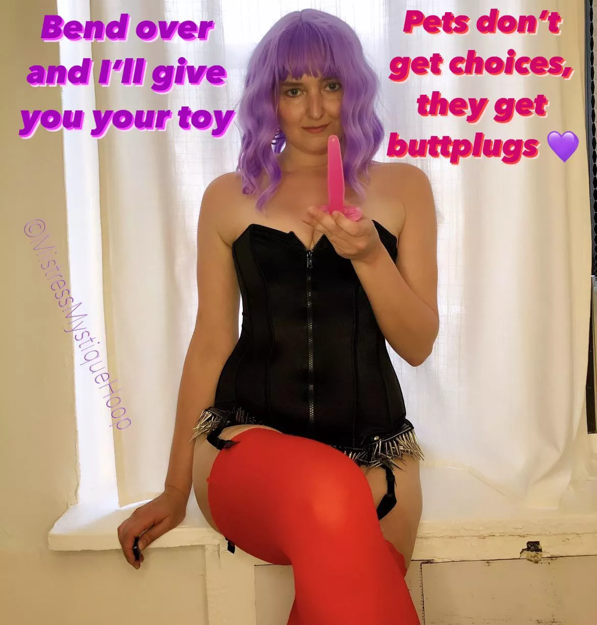 Don’t you want your toy? [domme] 💜😈💜 posted by MistressMystiqueHoop