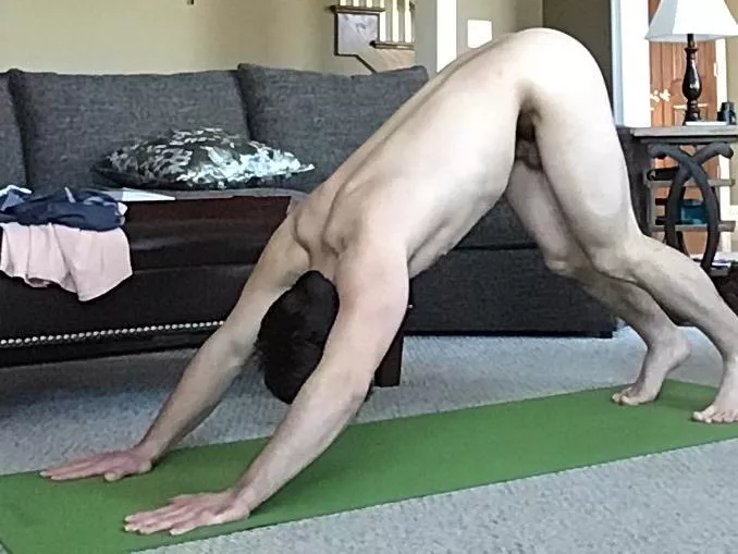 Downward dog. Great for destressing, just wished I was able to reach my heels to the ground. Advice? posted by NatureGuy2