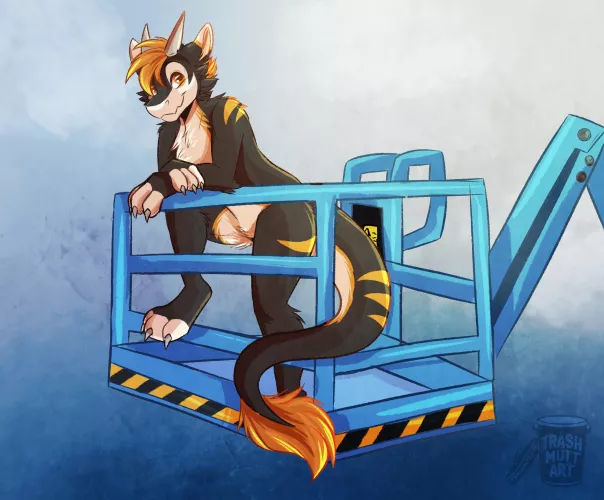 Dragon at Work 🚧 (art by me - TrashmuttArt on Twitter) by trash-mutt