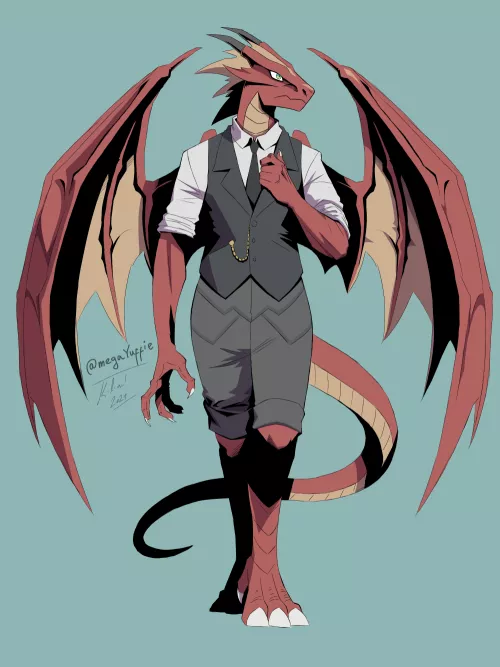 Dragon businessman for a planned dating sim game (My IG: @megaYuffie) by Fox_in_soxx