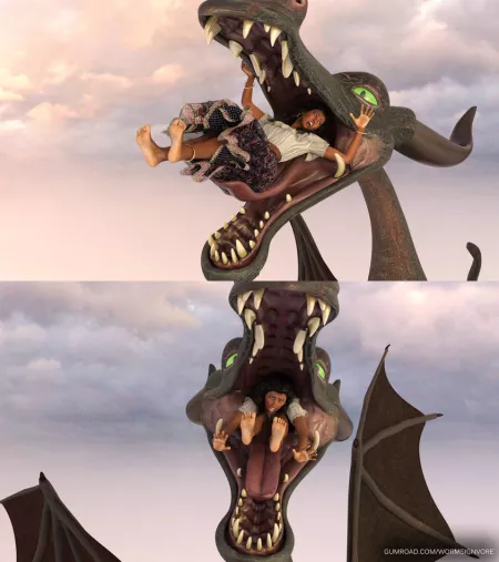 Dragon Eats Esmaralda (?/Dragon)(F/Human)(Soft)(Oral)(nsfw)(OC: WormsignVore Animations) by WormsignVore