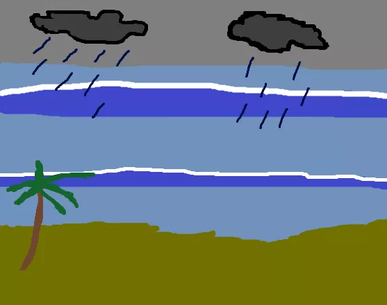 Drawing of a beach in a rainy day posted by a_artist_out_there