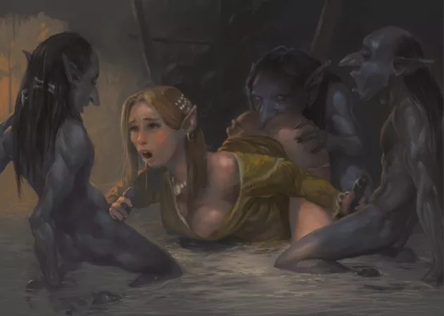 Dressed like that in goblin infested woods, what did she expect? (doomsatan666) by DreamingDarker