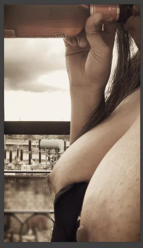 drinking alone on another balcony, still waiting for that balcony (f)ucktasy to cum thru.. by blankeuphoria