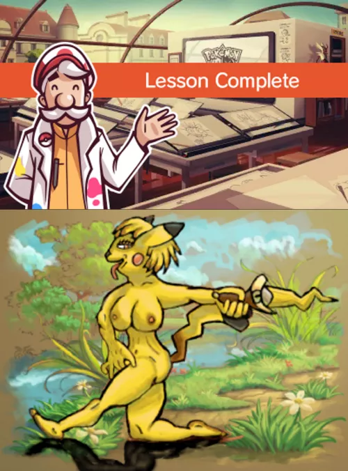 Dude's really pleased i drew Porn for the Apprentice Final. Another Artpeice from Pokemon Art Academy. by TheFirstDecade