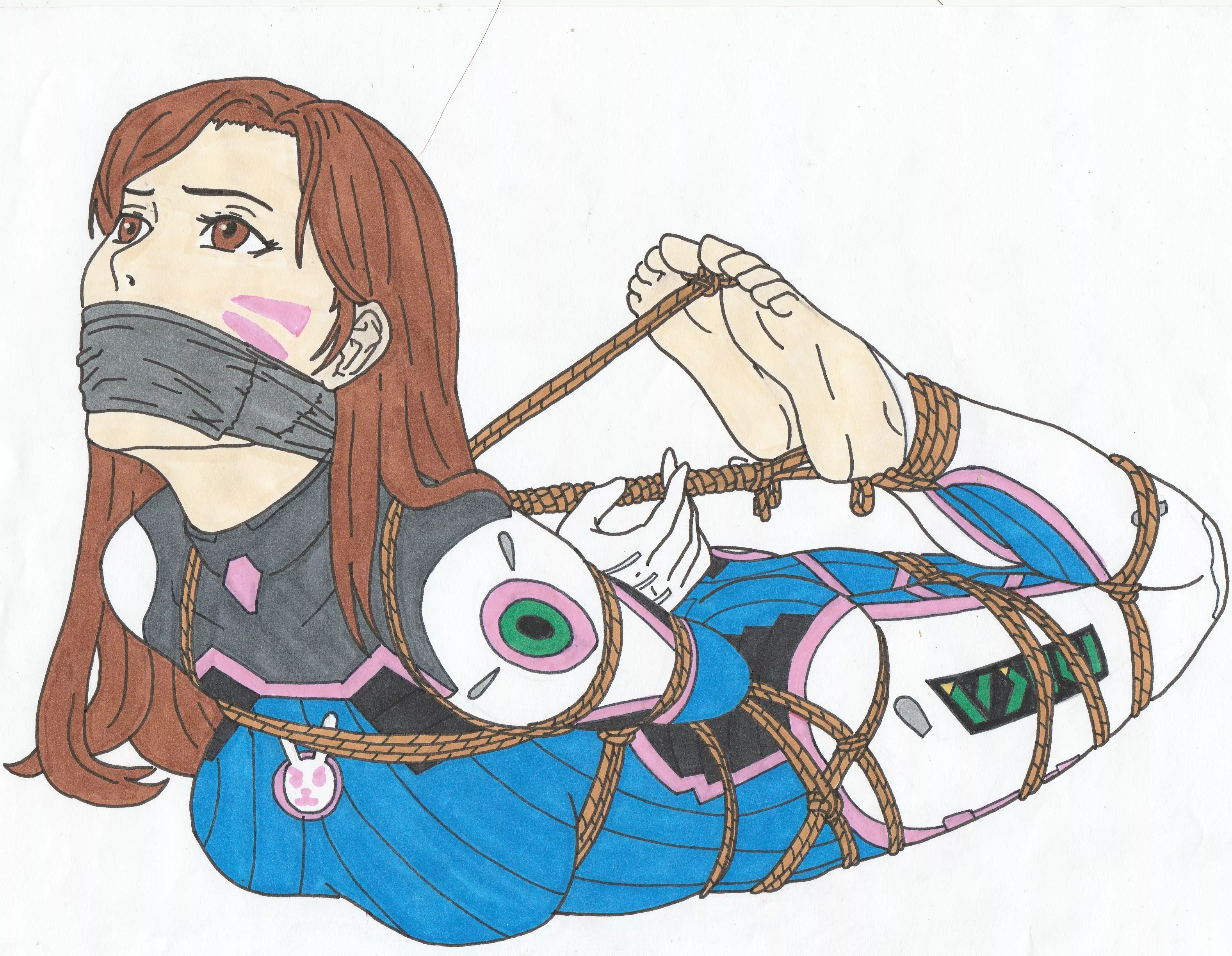 D.Va tape gagged and bound (freckles-AA95)[Overwatch] posted by girusatuku