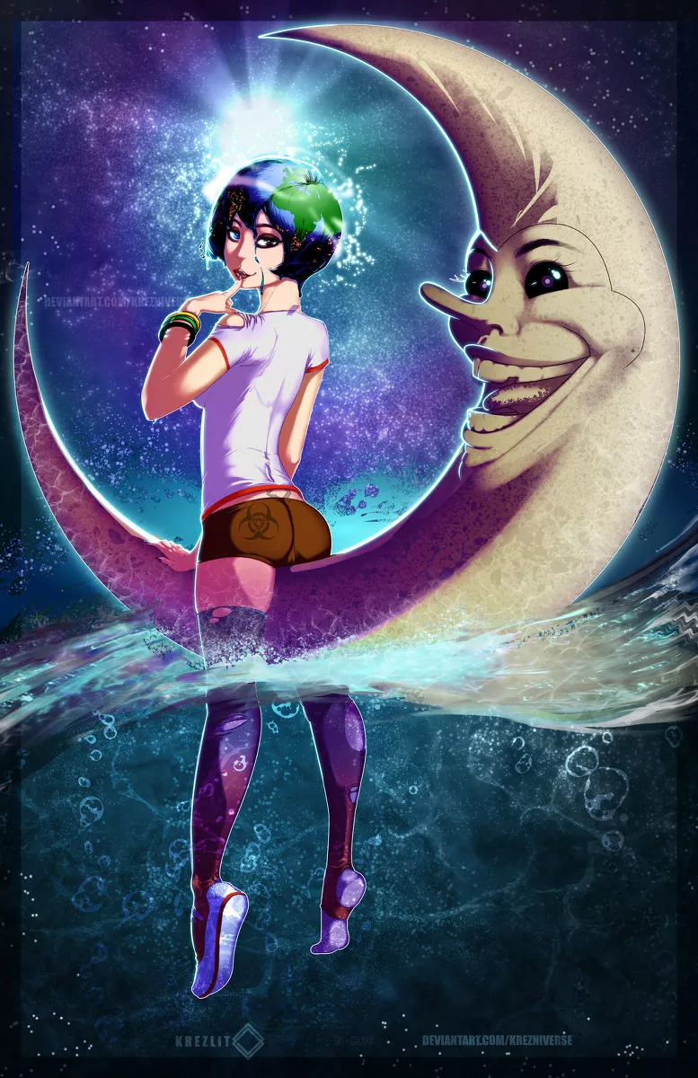 Earth-chan and Moon guy posted by Frocharocha