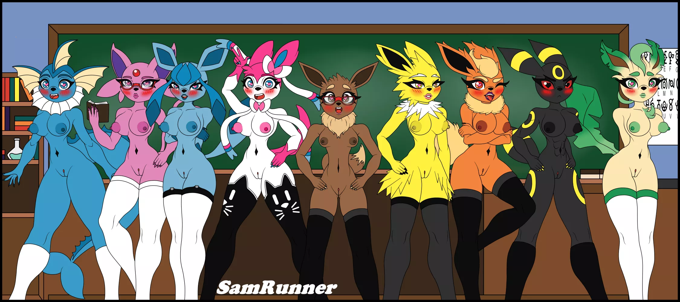 Eeveelutions at school (samrunner) posted by Arceus_IRL