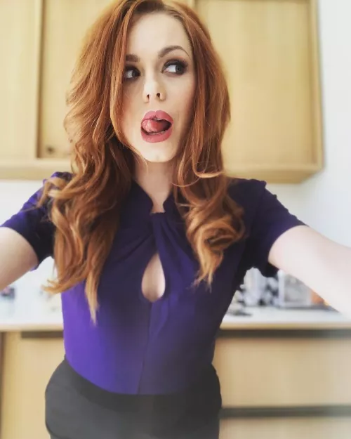 Ella Hughes licking her lips by SpunkySpunkyAssGuy