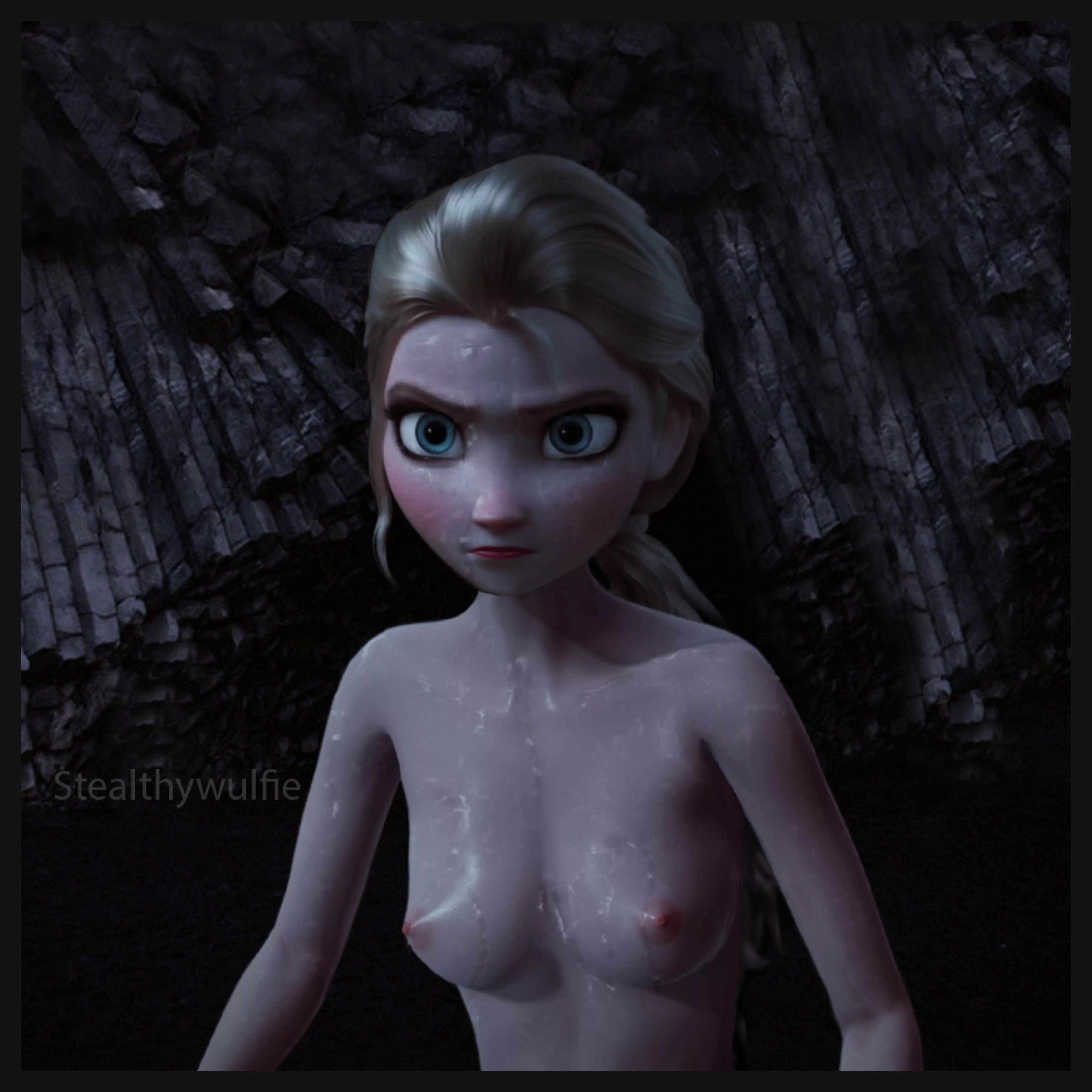 Elsa braving the Dark Sea posted by stealthywulfie
