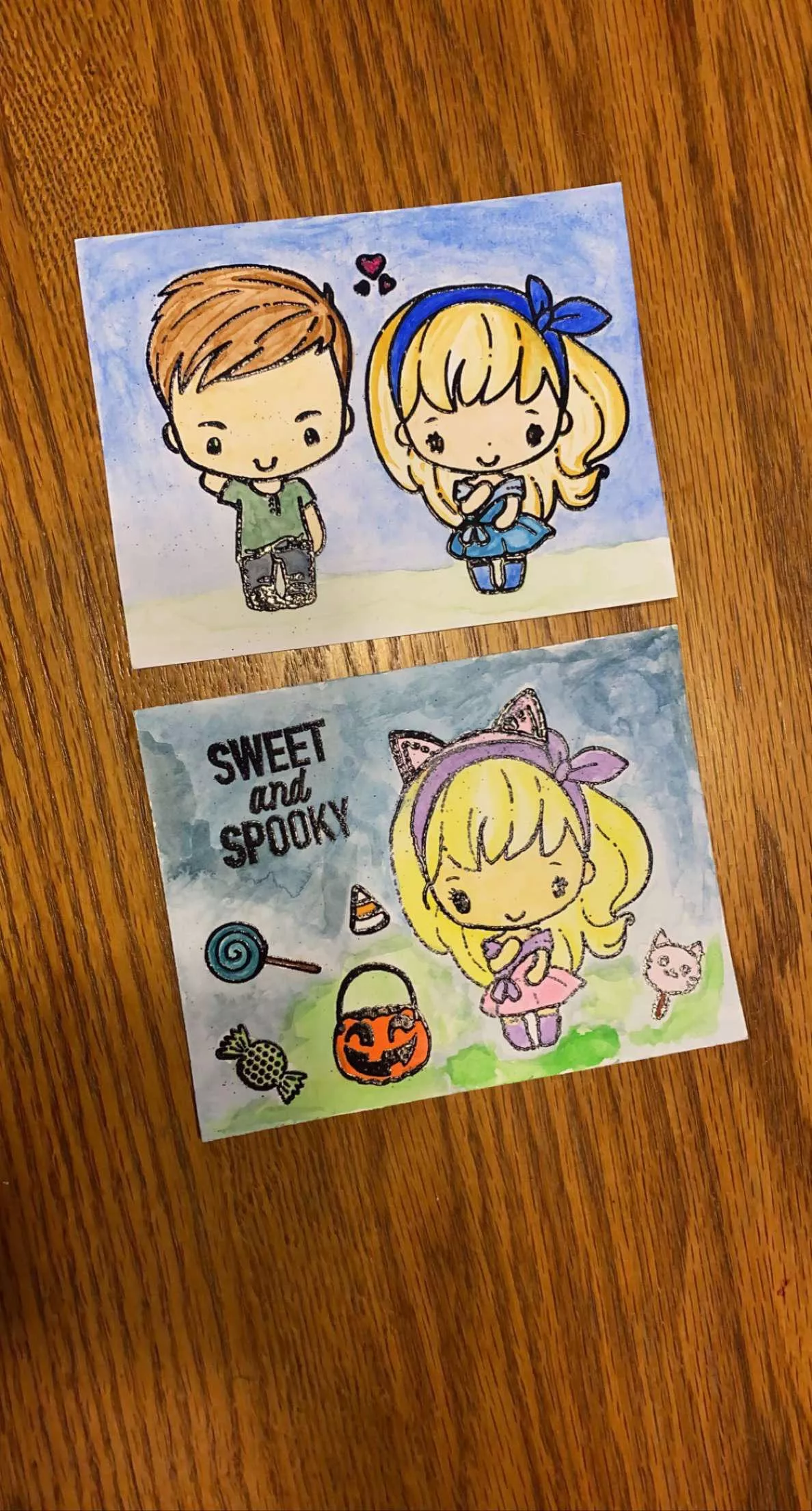 Embossed and painted these postcards for ddy today👩‍🎨🎨 posted by intangible-assets