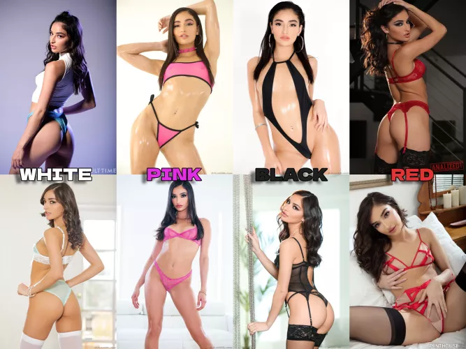 Emily Willis: Pick her colored outfit for each day of the work week, with her wearing your favorite on Friday. by ArcherByNight