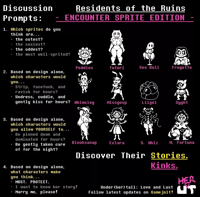 Encounter sprites for the Ruins monsters! [Under(her)tail Fangame Update] posted by Hatbeemo