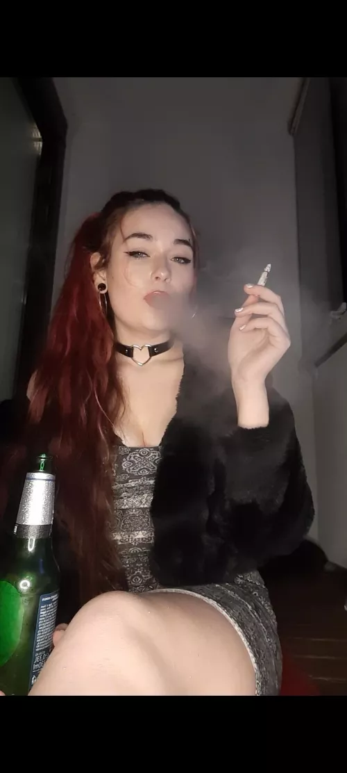 enjoying a cig and a drink🚬🍺 by smokingcarolyn