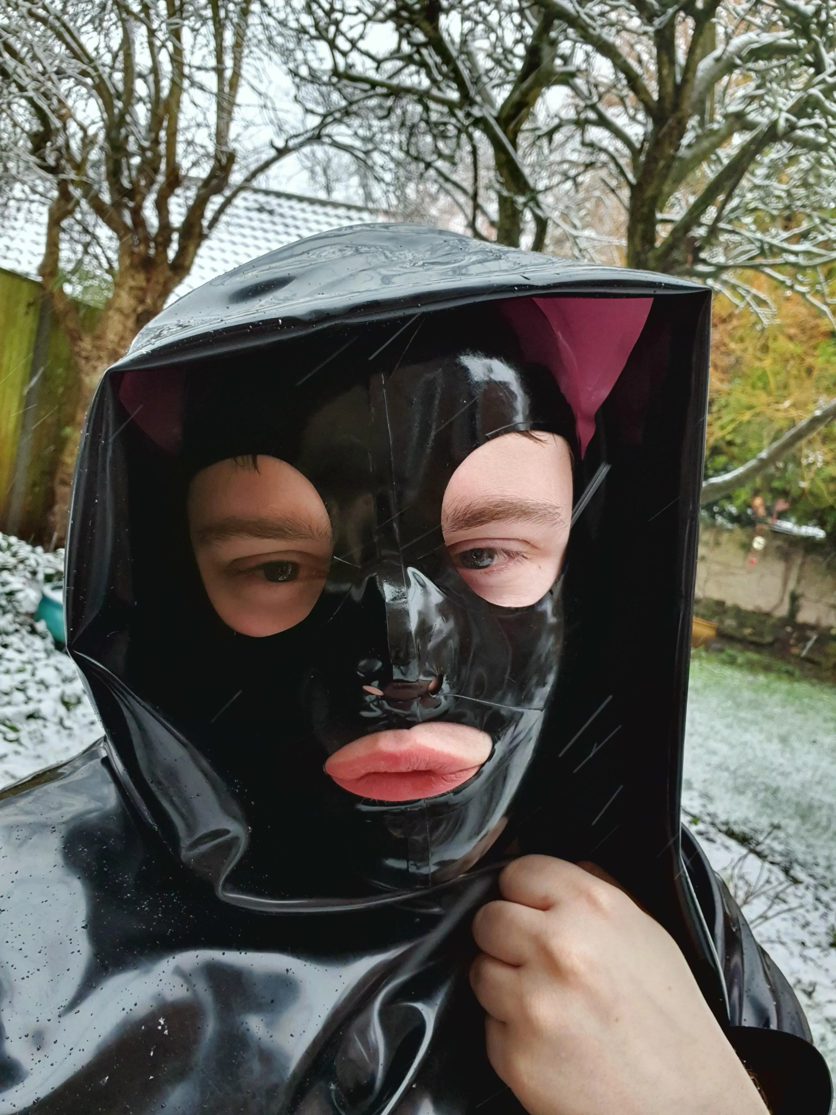 Enjoying a snowy day outside! (OC) posted by latexthrowaway42