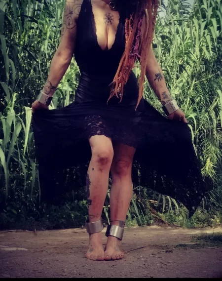 Enjoying grounding time on the fields behing my home. by Nekotied