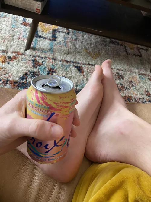 Enjoying my La Croix that I got sent from a sub. by BlondeBoyFoot