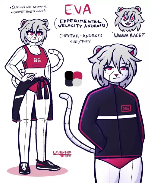 E.V.A. my new cheetah android OC 🤖 (By me: @Lavenfur on twitter) by Lavenfur