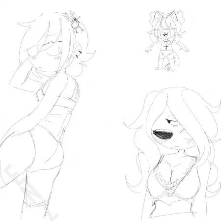 Eve and Dogma sketches + a guest appearance of the iconic Waifu Guppy for old times sake by Enidnalaza